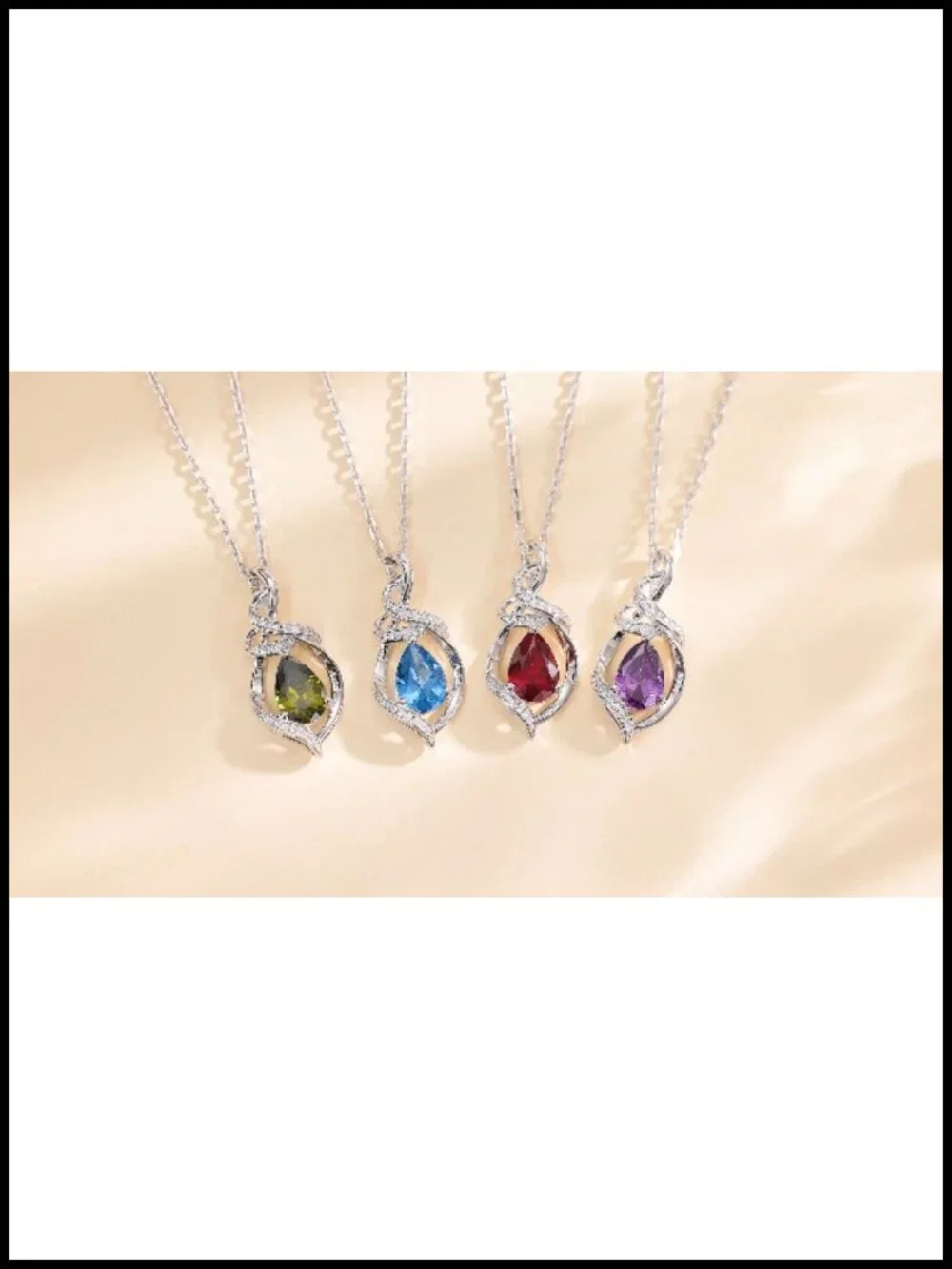 925 Sterling Silver Ribbon Pendant Necklace with Ruby Birthstone, Adjustable